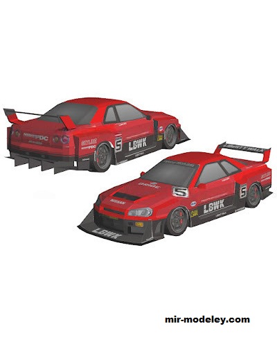 №18628 - Автомобиль LBWK Nissan Skyline GTR R34 [Wongday] из бумаги