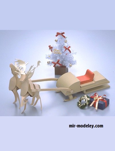 №18699 - Reindeer, Sleigh and Christmas Card (YAMAHA MOTOR) из бумаги