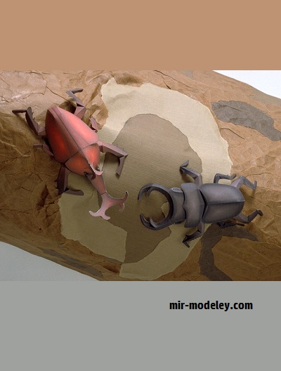 №18696 - Atlas beetle and Stag beetle (YAMAHA MOTOR) из бумаги