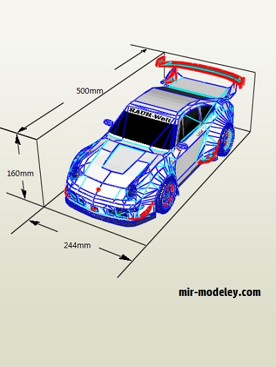№18935 - Легковой автомобиль RWB Porsche 993 (Hacaosuka Designs) из бумаги