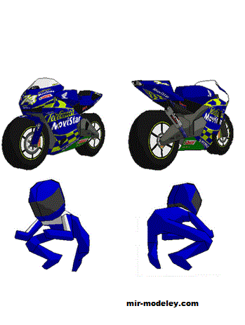 №19034 - Мотоцикл Honda '03 RC211V + #74 Daijiro Kato (Oniya) из бумаги