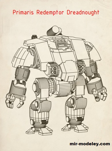 №19079 - Primaris Redemptor Dreadnought (Games Workshop) из бумаги