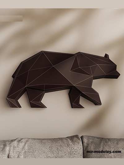 №19181 - Bas-relief Bear Wall Sculpture (Paper Iconic) из бумаги