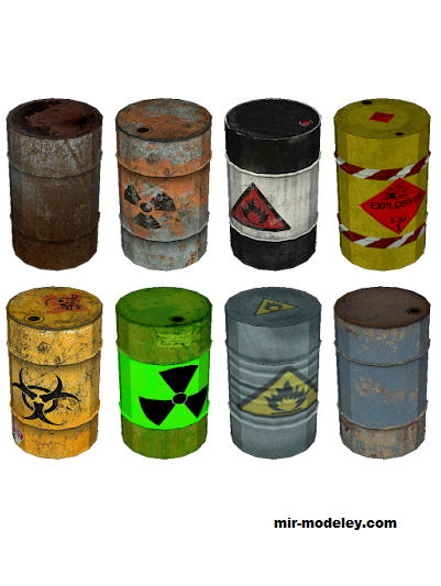 №19264 - Взрывоопасные бочки / Explosive Barrels (MooNFishr) из бумаги