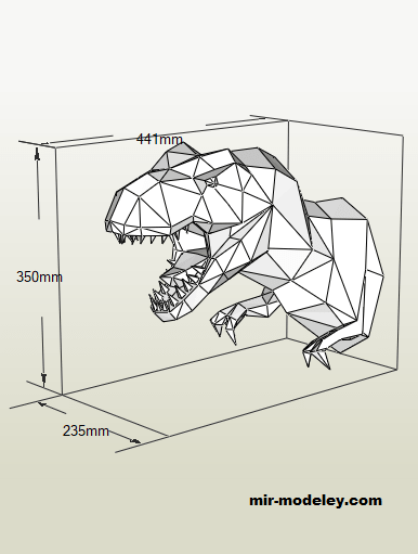 №19333 - T-rex wall (Kuno Tatewaki) из бумаги