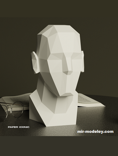 №19437 - Standard Planar Head Sculpture Low Poly (Paper Iconic) из бумаги