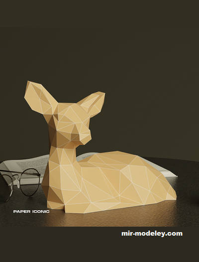 №19436 - Adorable Fawn Sculpture Low Poly (Paper Iconic) из бумаги