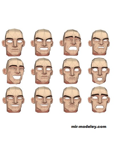 №19444 - 12 Head Expressions Mask - Pack (Pahoo Paper Art) из бумаги
