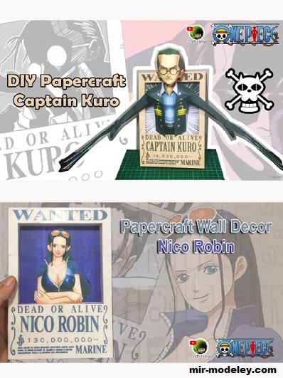 №19512 - Wall Decor: Капитан Куро / Captain Kuro и Нико Робин / Nico Robin (craft tama) из бумаги