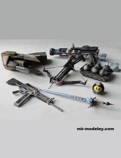 №19553 - Оружия из беты Unreal / Unreal Beta Weapons Papercraft (Metalfist) из бумаги