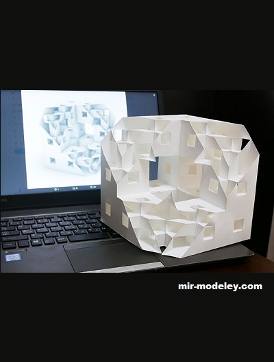 №19519 - Сечение губки Менгера / Cut of the Menger Sponge (Jun Mitani) из бумаги