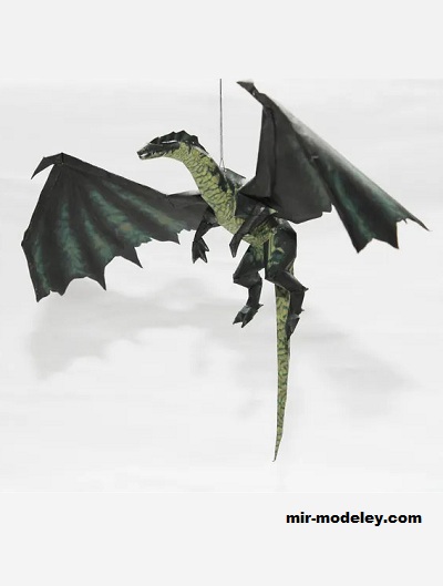 №19548 - Зеленый дракон / Green Dragon (Metalfist) из бумаги
