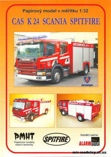 №1928 - Пожарная машина Scania CAS K24 Spitfire (PMHT 003) из бумаги