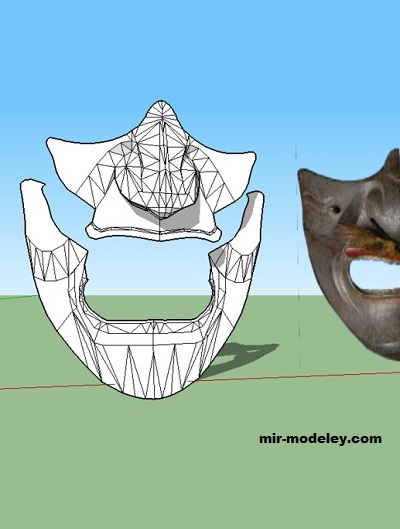 №19567 - Samurai Mempo, mask (Aridani) из бумаги