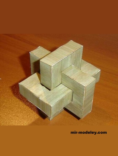 №19582 - Головоломка «Бурр» из 3 деталей / 3 Pieces Burr Puzzle (Paper Inside) из бумаги