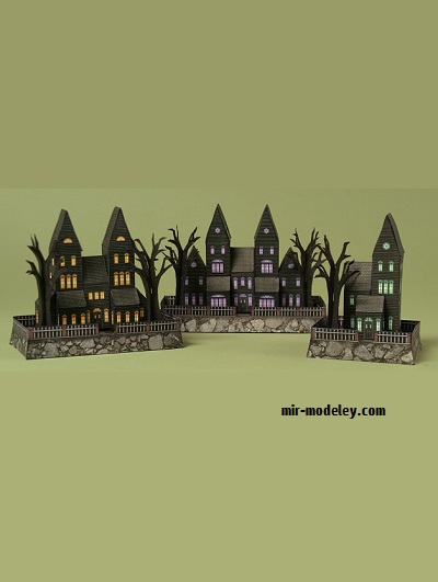 №20244 - Миниатюрные дома с привидениями / Mini Haunted Houses (Ray O'Bannon) из бумаги