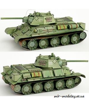 №261 - Rusky tank z 1943 T34/76 [ABC 1994-18-19] из бумаги — развертка из бумаги