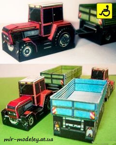 №2047 - Zetor 12245 URII s privesnymi vozu PS2 [ABC 1989-19] из бумаги