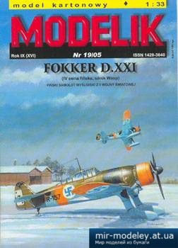 №2301 - Fokker D.XXI (IV seria finska) [Modelik 2005-19] из бумаги