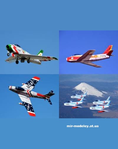 №2558 - Реактивный истребитель F-86F Sabre в окрасках пилотажных групп (Перекрас TSMC) из бумаги