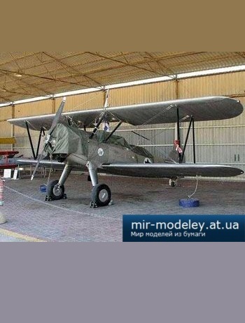 №2929 - Учебно-тренировочный самолет Boeing Stearman [IAFM] из бумаги