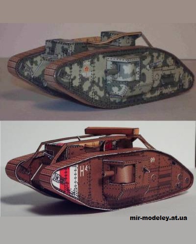 №335 - Танк Mark V / Mark V* Male #9602 (Wayne McCullough) из бумаги — скачать развертку из бумаги