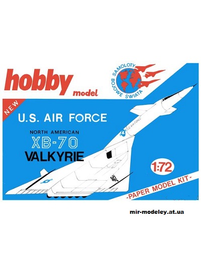 №3019 - Стратегический бомбардировщик North American XB-70 Valkyrie (Hobby Model 003) из бумаги