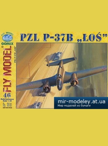 №3089 - Pzl P-37B Los (2е издание) [Fly Model 046] из бумаги