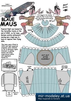 №3030 - Учебный планер FVA-2 Blaue Maus [FIDDLERS GREEN] из бумаги