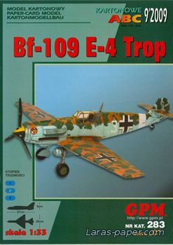 №3295 - Bf-109 E-4 Trop [GPM 283] из бумаги