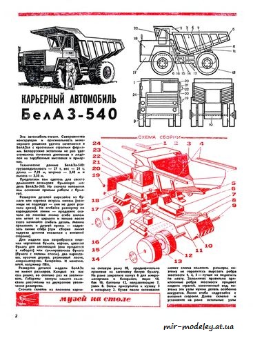 №3980 - БелАЗ-540 (ЮТ для умелых рук 03/1977) из бумаги