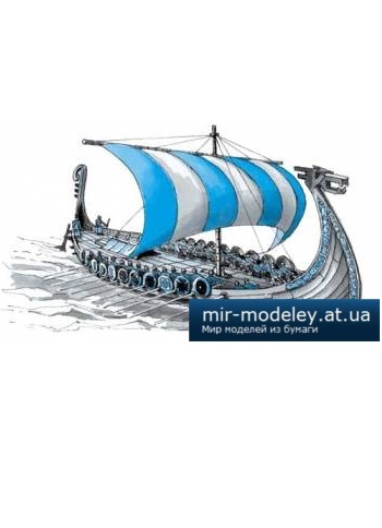 №3926 - Норманнский корабль (ЮТ для умелых рук 1987-01) из бумаги