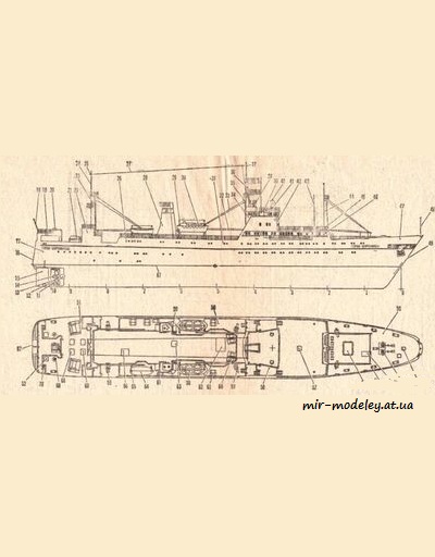 №3999 - Супертраулер Герои-Широнинцы (ЮТ 1981-03) из бумаги