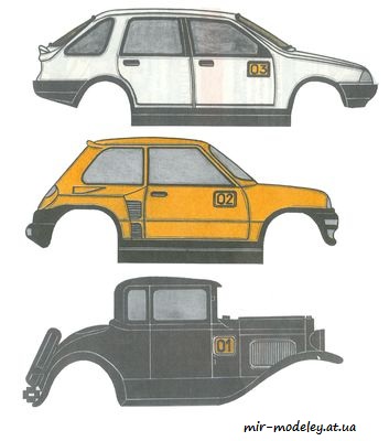 №4063 - Контурные модели автомобилей [Левша 2002-05] из бумаги