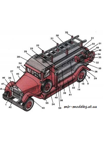 №4098 - Пожарная машина ПМЗ-1 [Левша 2006-09] из бумаги
