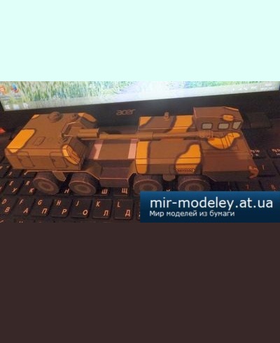 №4137 - Cамоходный артиллерийский комплекс «Берег» (Перекрас Левша 3/2015) из бумаги