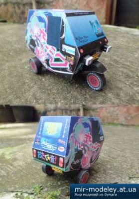 №4336 - Моторикша / трехколесное такси TUK TUK (Hatsune Miku) [Перекрас Paper-Replika] из бумаги