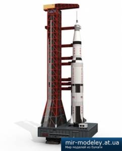 №4311 - Ракета-носитель Сатурн-5 и стартовая платформа / Saturn V Rocket and Launch Pad (Рaper-replika) из бумаги