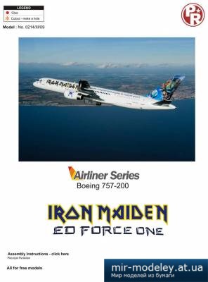 №4378 - Boeing 757-200 Iron Maiden Ed Force One (перекрас Paper-Replika) из бумаги