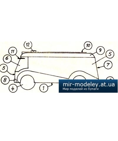 №4698 - Автофургон / Dodavkovy automobil (АВС 12/1966) из бумаги