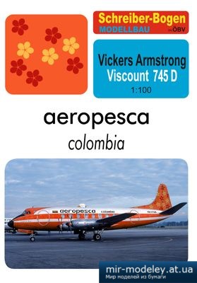 №4974 - Пассажирский самолет Vickers Armstrong а\к Aeropesca Colombia [Векторный перекрас SB 71077] из бумаги