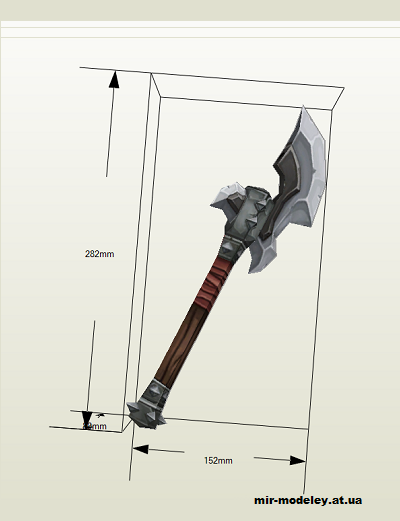№535 - 2H Axe from Torchlight [Bongo Papercraft] из бумаги — развертка из бумаги