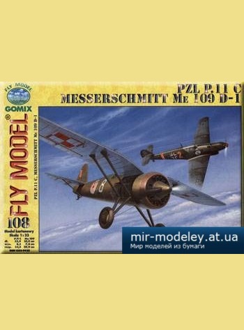 №5142 - PZL P.11 C, Messerschmitt Me109 D-1 [Fly Model 108] из бумаги