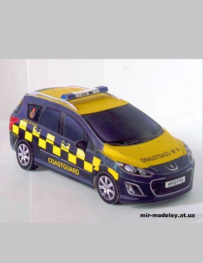 №5480 - Полицейский легковой автомобиль Peugeot 308 SW Her Majesty Coastguard [Kin Shinozaki] из бумаги