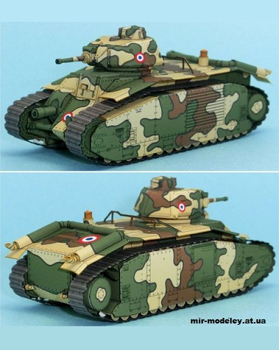 №5428 - Средний пехотный танк Char B1 bis [Lazylife] из бумаги