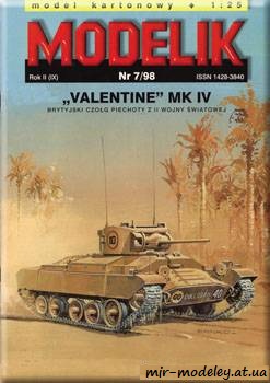 №665 - Valentine Mk IV [Modelik 1998-07] из бумаги — скачать развертку из бумаги