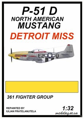 №6277 - P-51D Mustang - DETROIT MISS (ModelArt) из бумаги — скачать развертку из бумаги