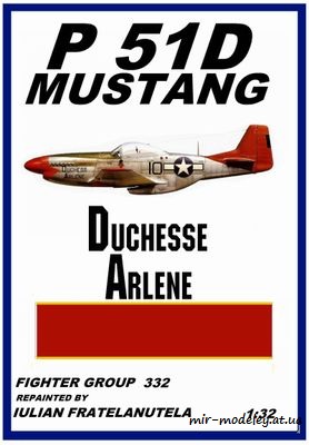 №6279 - P-51D Mustang DUCHESSE ARLENE (ModelArt) из бумаги — развертка из бумаги