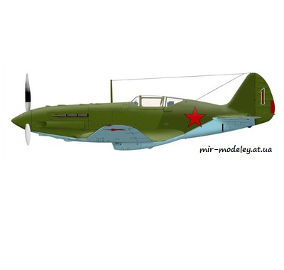 №6327 - МиГ-3 красный «1» (ModelArt) из бумаги