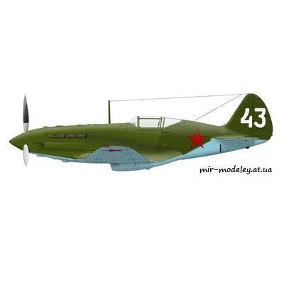 №6325 - МиГ-3 белый «43» (ModelArt) из бумаги